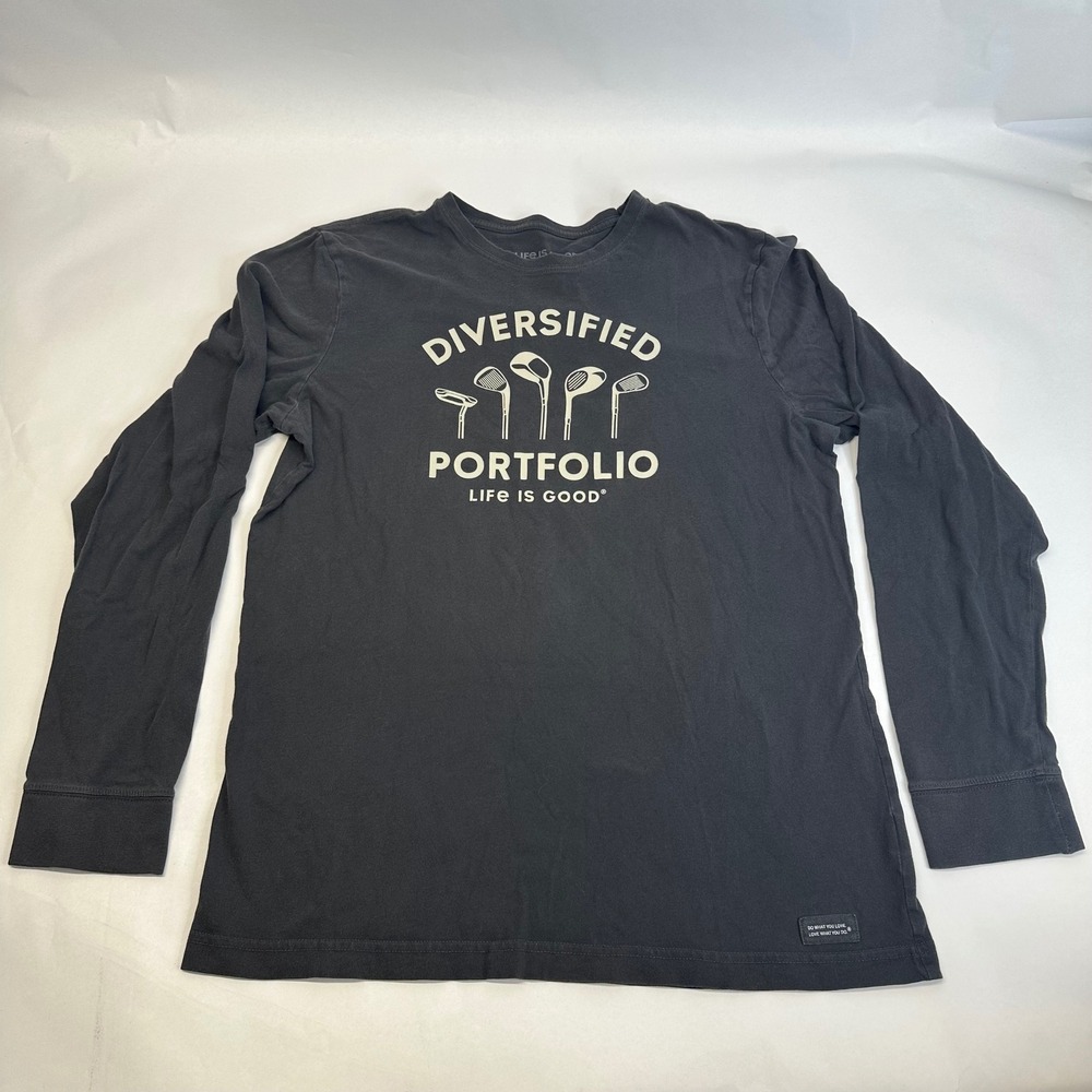 Life is Good Mens Large Diversified Portfolio Golf Long Sleeve Crusher-Lite Tee